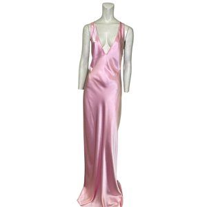 Issue V-neck Criss Cross Back Maxi Gown Pink Size 12 NWT